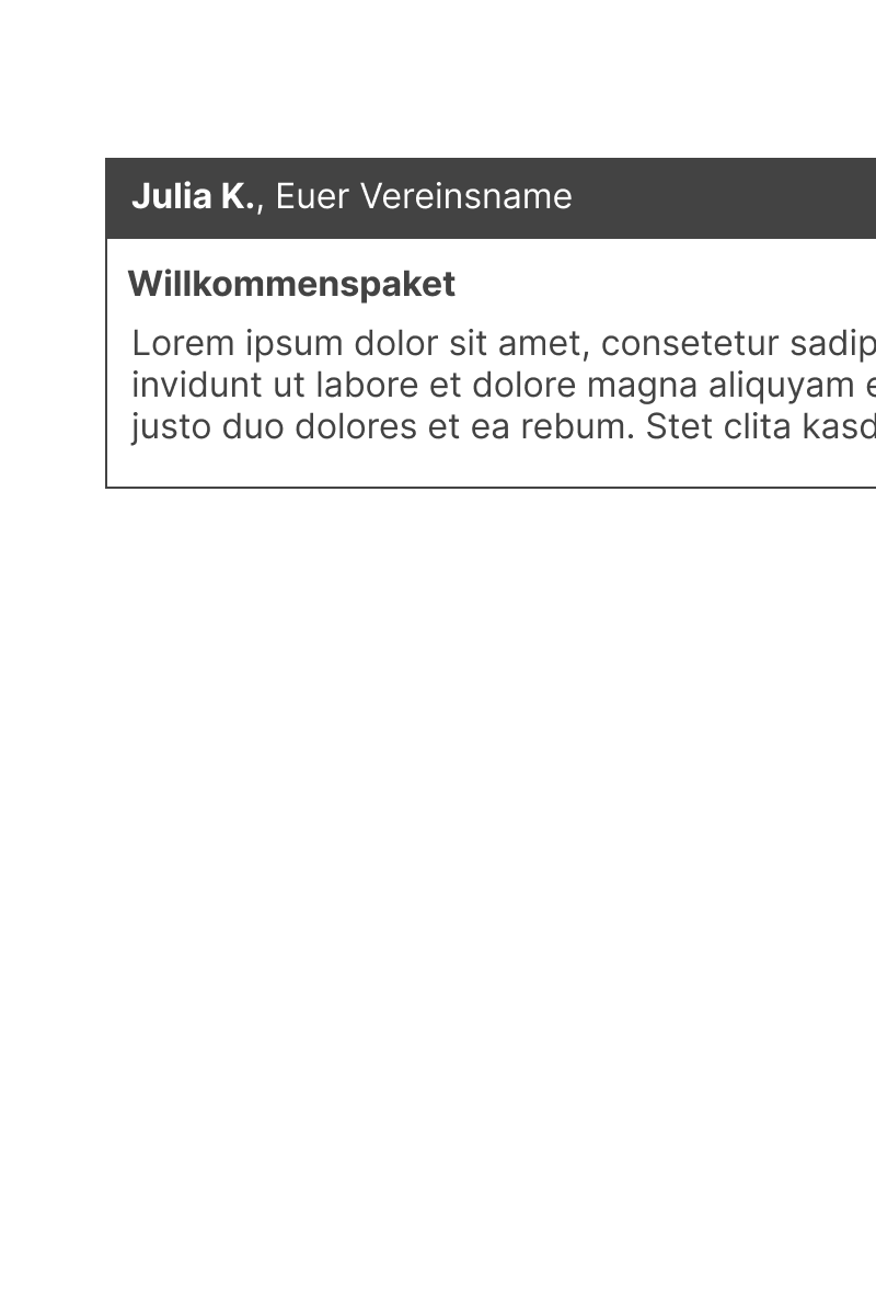 Willkommensmitteilung an Vereinsmitglied in der App